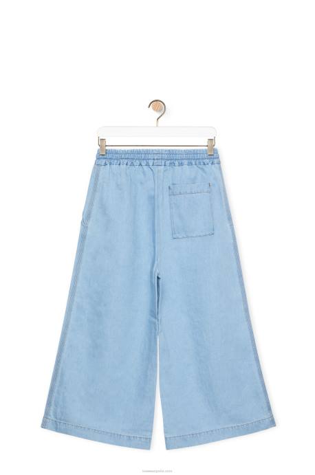 Loewe mujer pantalones capri de mezclilla LP641182 mezclilla ligera