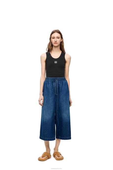 Loewe mujer pantalones capri de mezclilla LP641194 mezclilla lavada