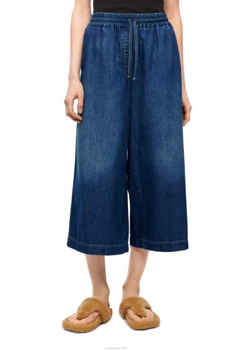 Loewe mujer pantalones capri de mezclilla LP641194 mezclilla lavada