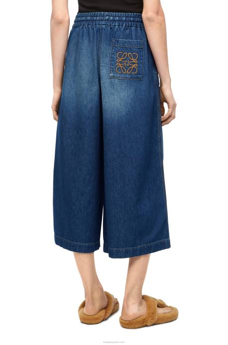 Loewe mujer pantalones capri de mezclilla LP641194 mezclilla lavada