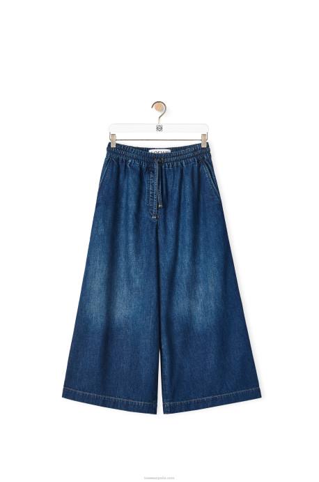 Loewe mujer pantalones capri de mezclilla LP641194 mezclilla lavada