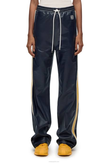Loewe mujer pantalones de chándal en napa LP641118 azul marino/amarillo
