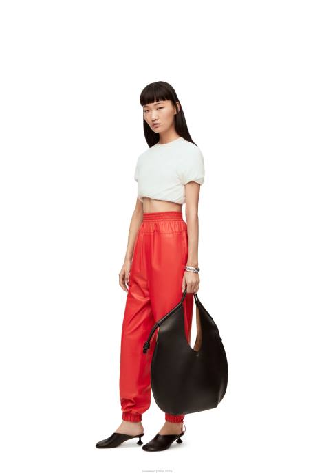 Loewe mujer pantalones elásticos en napa LP641108 rojo