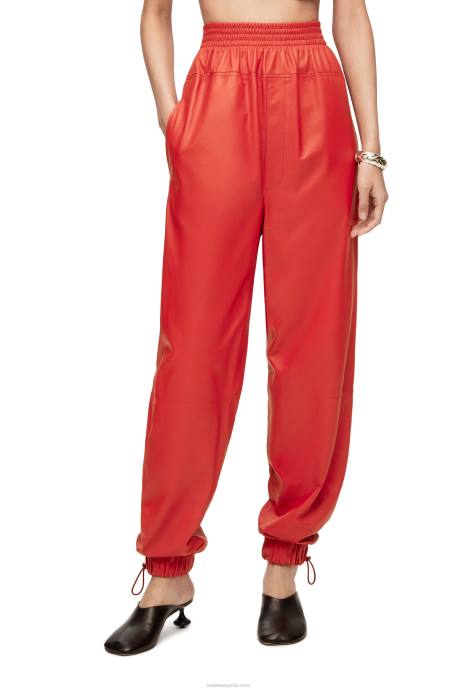 Loewe mujer pantalones elásticos en napa LP641108 rojo