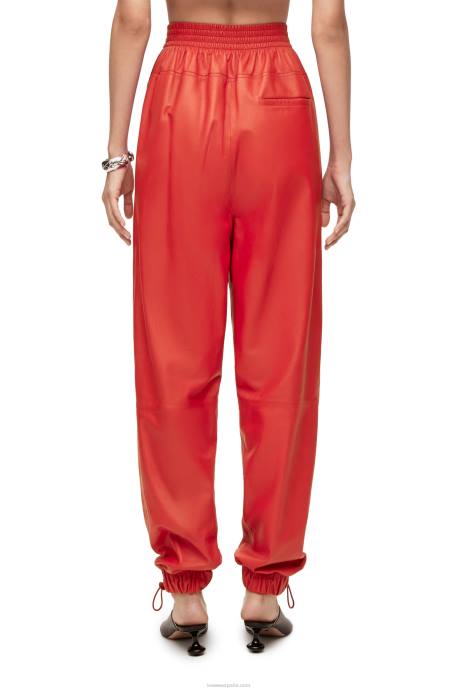 Loewe mujer pantalones elásticos en napa LP641108 rojo