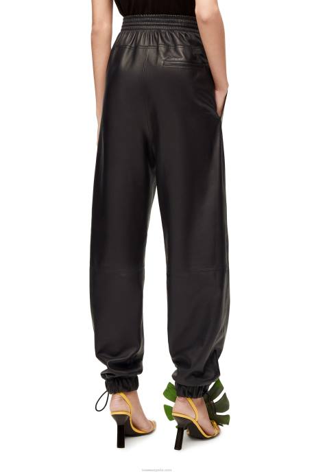 Loewe mujer pantalones elásticos en napa LP641109 negro