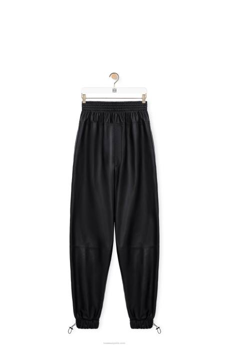 Loewe mujer pantalones elásticos en napa LP641109 negro
