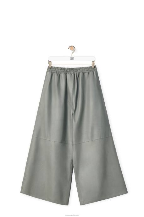 Loewe mujer pantalones tobilleros de napa de cordero LP641143 gris