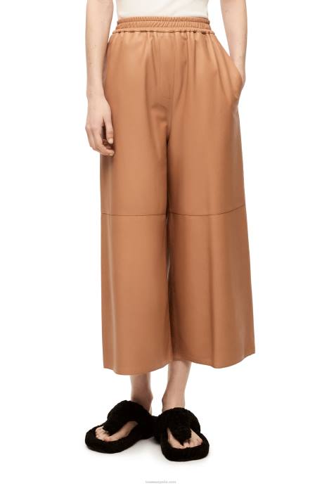 Loewe mujer pantalones tobilleros de napa de cordero LP641144 caramelo