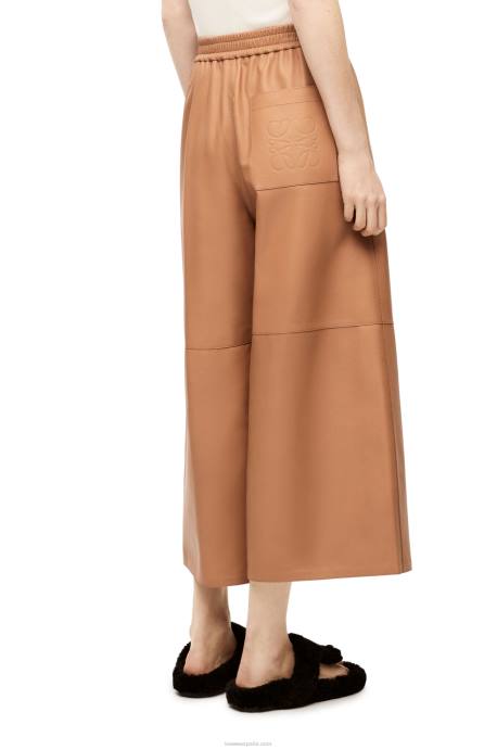 Loewe mujer pantalones tobilleros de napa de cordero LP641144 caramelo