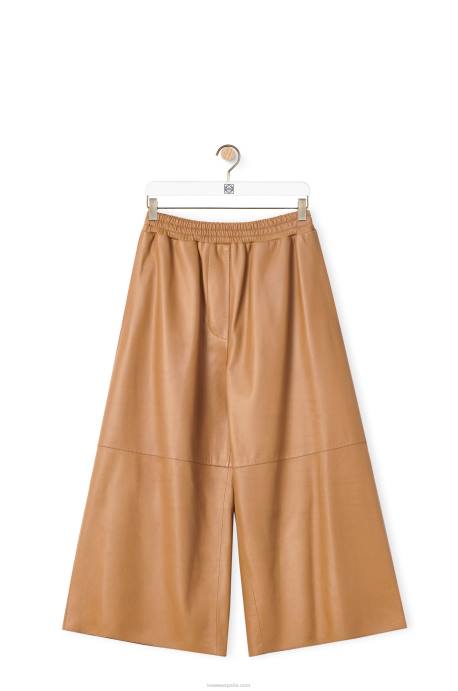 Loewe mujer pantalones tobilleros de napa de cordero LP641144 caramelo