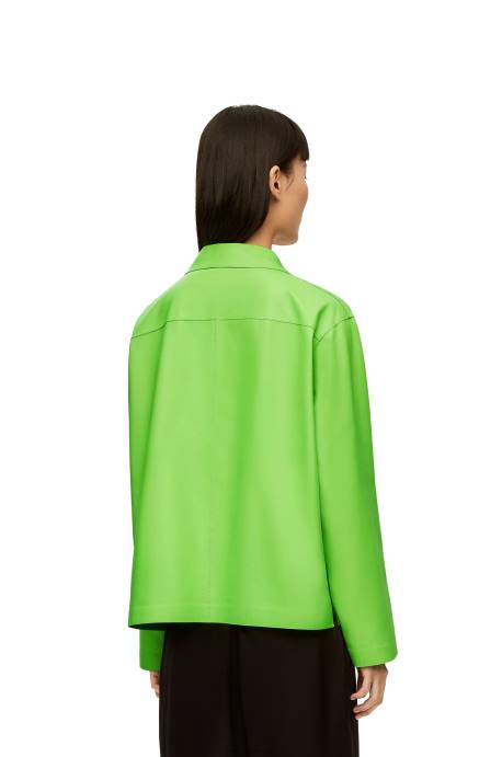 Loewe mujer blusa de pijama con anagrama en napa LP64884 verde flúor
