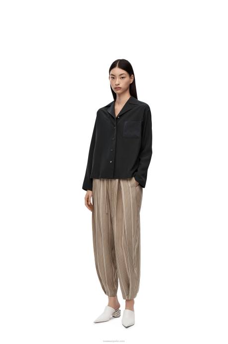 Loewe mujer blusa de pijama con anagrama en seda LP64912 negro