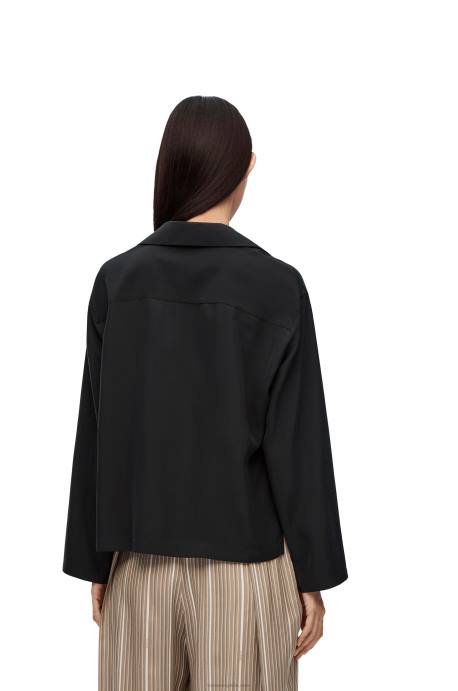 Loewe mujer blusa de pijama con anagrama en seda LP64912 negro