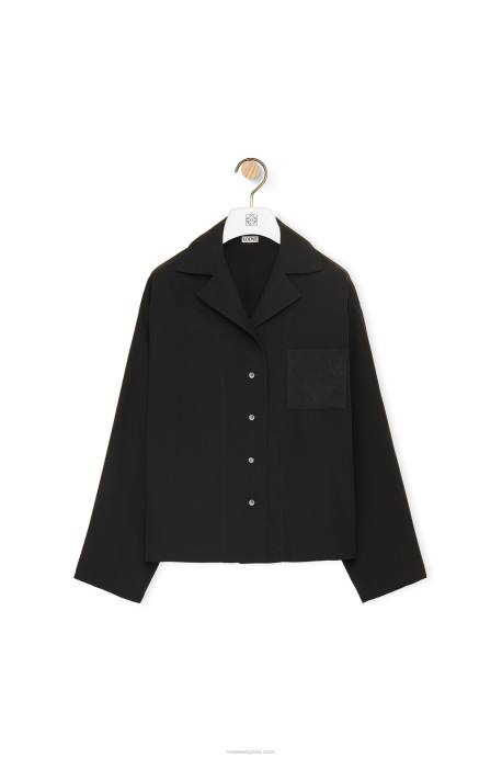 Loewe mujer blusa de pijama con anagrama en seda LP64912 negro