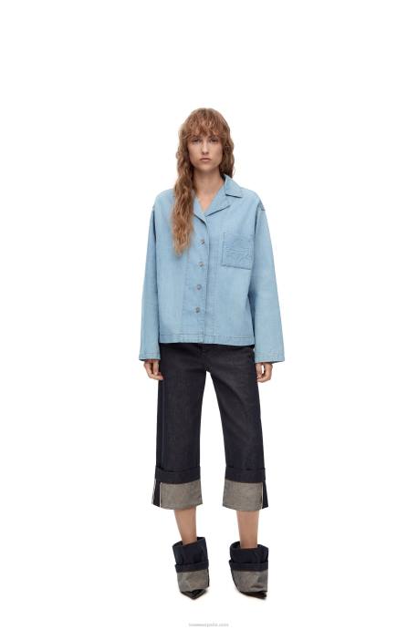 Loewe mujer blusa de pijama en denim LP64909 mezclilla ligera