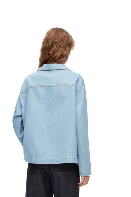 Loewe mujer blusa de pijama en denim LP64909 mezclilla ligera