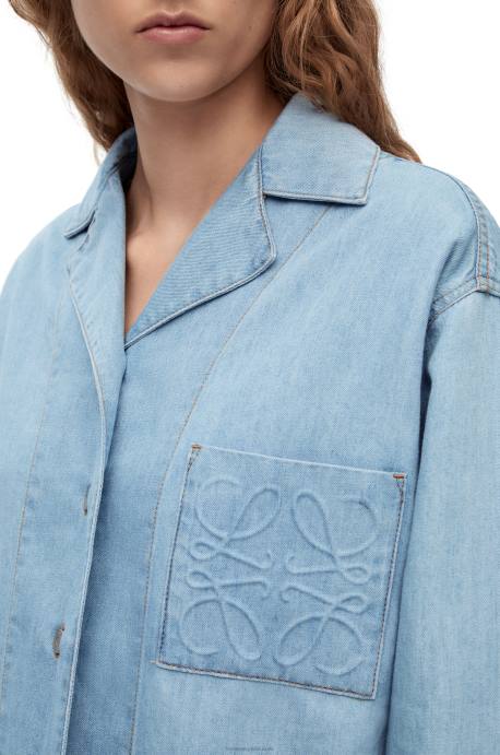 Loewe mujer blusa de pijama en denim LP64909 mezclilla ligera