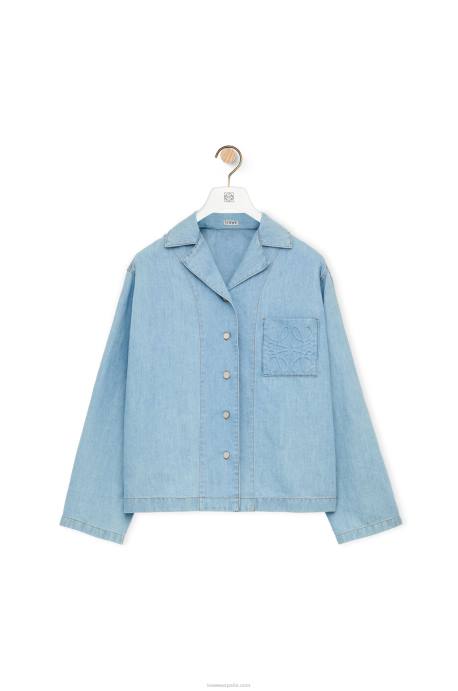 Loewe mujer blusa de pijama en denim LP64909 mezclilla ligera