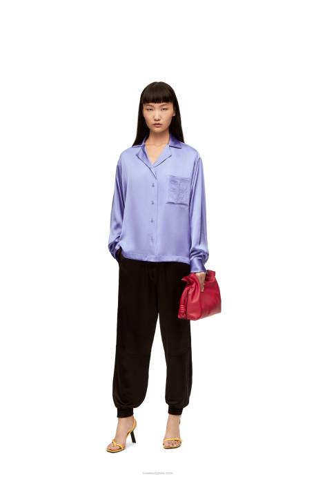 Loewe mujer blusa de pijama en seda LP64880 lila