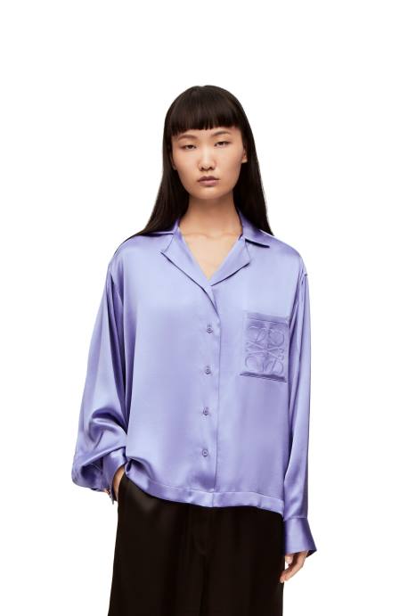 Loewe mujer blusa de pijama en seda LP64880 lila