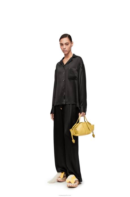 Loewe mujer blusa de pijama en seda LP64886 negro