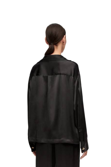 Loewe mujer blusa de pijama en seda LP64886 negro