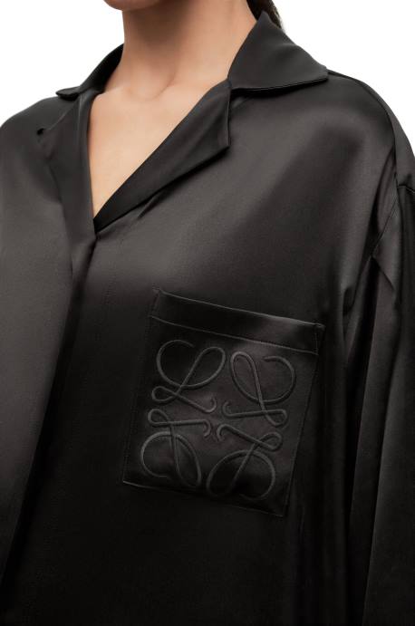 Loewe mujer blusa de pijama en seda LP64886 negro