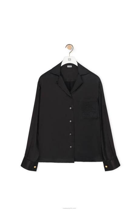 Loewe mujer blusa de pijama en seda LP64886 negro