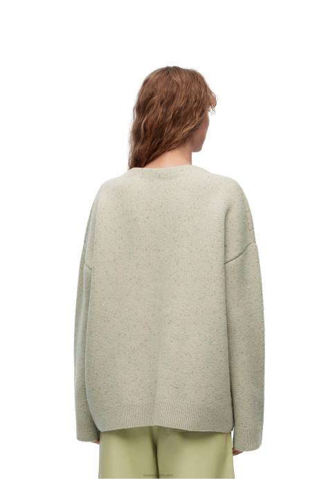 Loewe mujer Cárdigan de lana con ciervo anagrama LP64997 gris claro