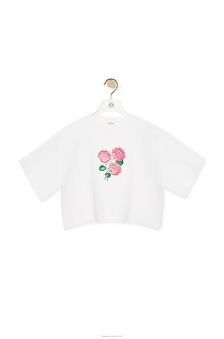 Loewe mujer Jersey corto de flores de mezcla de viscosa y algodón LP64962 Blanco óptico