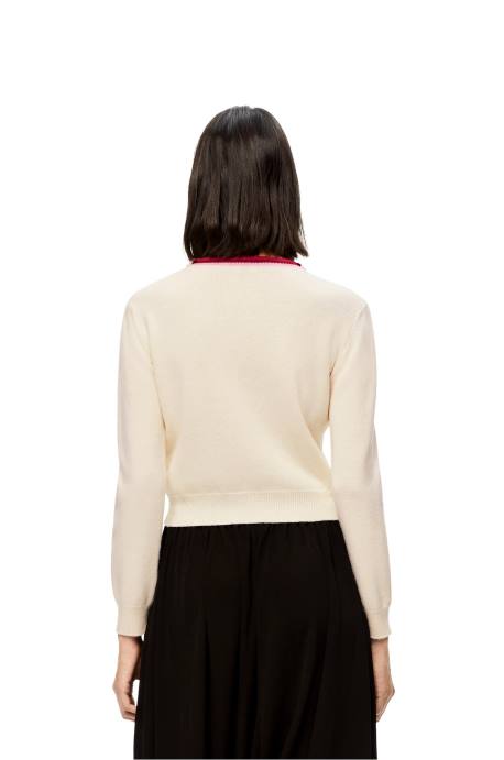 Loewe mujer Jersey corto de lana con anagrama LP641006 blanco suave