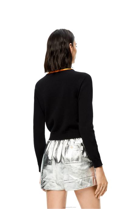 Loewe mujer Jersey corto de lana con anagrama LP641008 negro