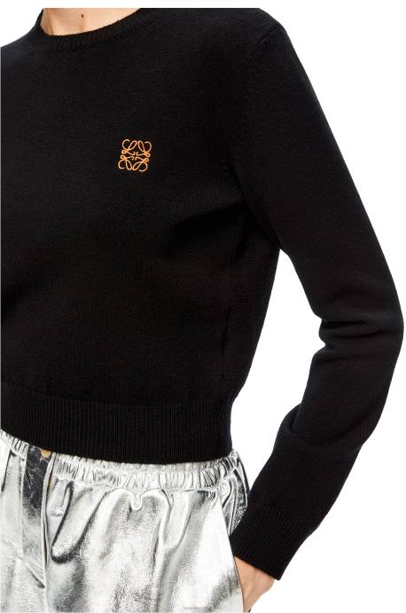 Loewe mujer Jersey corto de lana con anagrama LP641008 negro