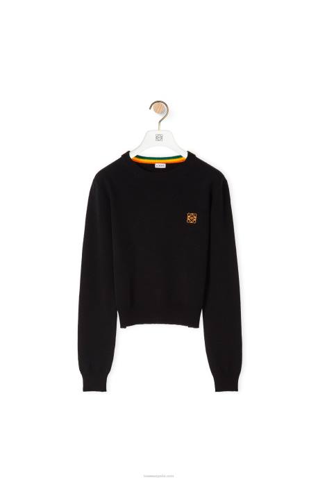 Loewe mujer Jersey corto de lana con anagrama LP641008 negro