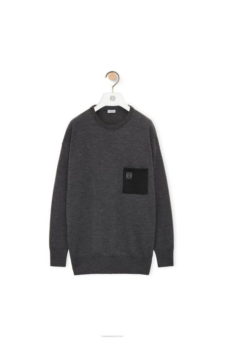 Loewe mujer Jersey de lana con bolsillo con anagrama LP64991 gris oscuro