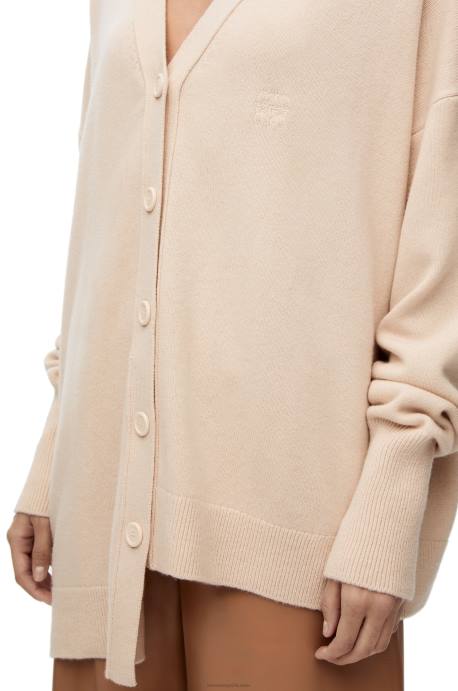 Loewe mujer cárdigan asimétrico de cachemira LP64975 champán