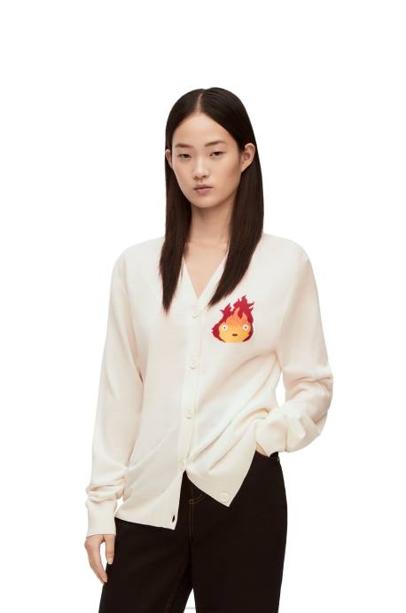 Loewe mujer cárdigan calcifer de lana LP641024 crudo