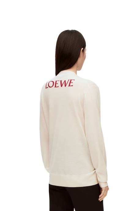 Loewe mujer cárdigan calcifer de lana LP641024 crudo