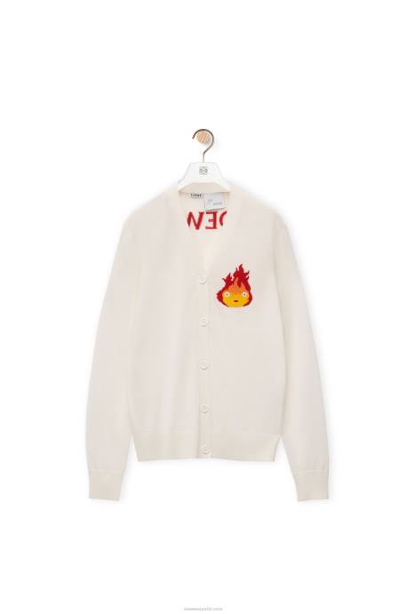 Loewe mujer cárdigan calcifer de lana LP641024 crudo