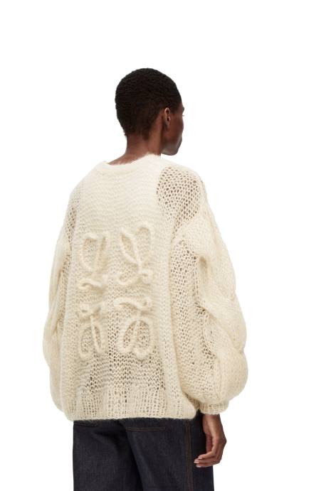 Loewe mujer cárdigan con anagrama de mohair LP64984 crudo