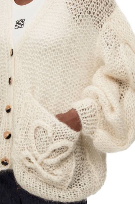 Loewe mujer cárdigan con anagrama de mohair LP64984 crudo