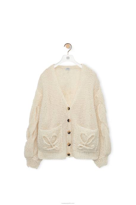 Loewe mujer cárdigan con anagrama de mohair LP64984 crudo
