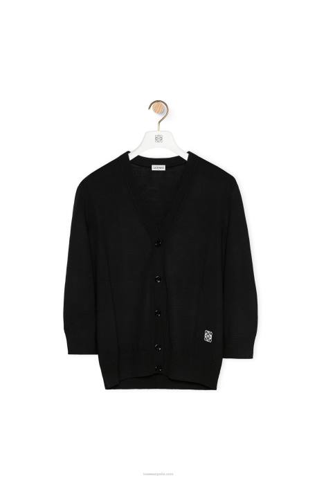 Loewe mujer cárdigan de lana con anagrama LP64983 negro