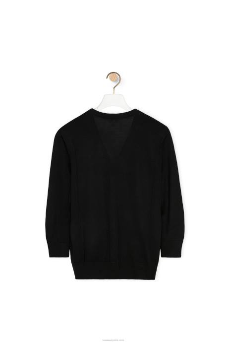 Loewe mujer cárdigan de lana con anagrama LP64983 negro
