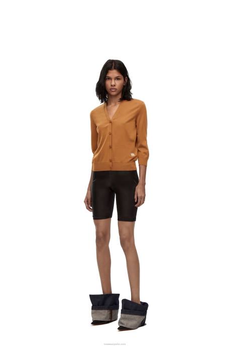 Loewe mujer cárdigan de lana con anagrama LP64993 marrón