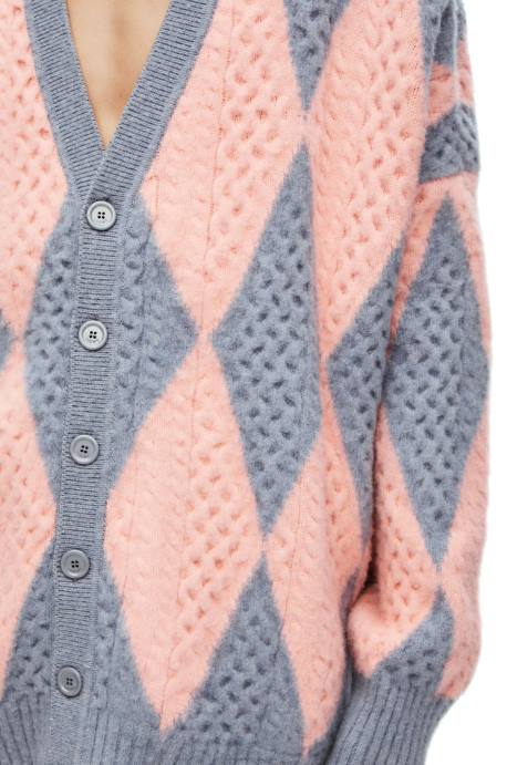 Loewe mujer cárdigan de lana con rombos LP641028 lys/salmón
