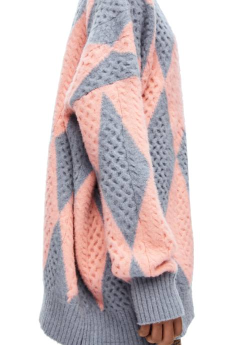 Loewe mujer cárdigan de lana con rombos LP641028 lys/salmón