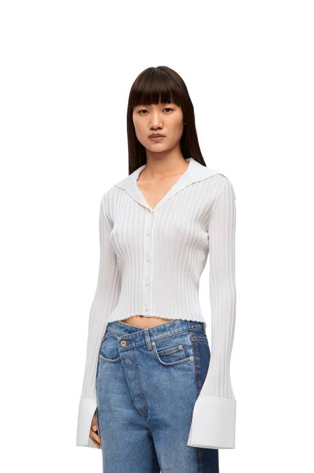 Loewe mujer cárdigan de viscosa LP64850 blanco