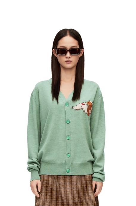 Loewe mujer cárdigan heen de lana LP641027 verde anís